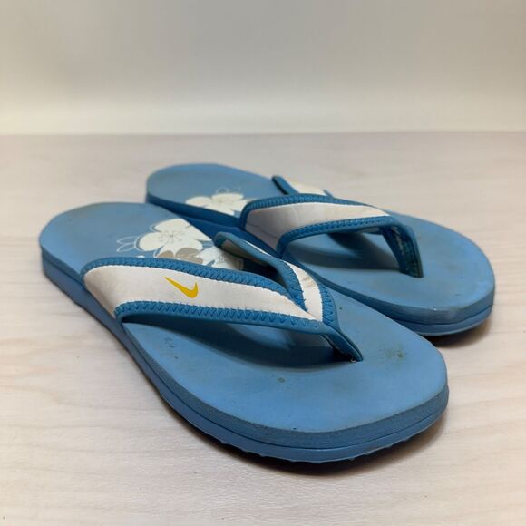 Nike Shoes - Nike South Beach CELSO Womens 6 Thong Sandal Slip-On Blue White Slide 344087-171